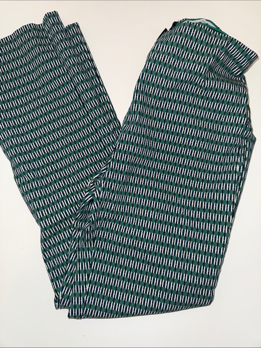 Rachel Zoe Green and Navy Patterned Cropped Pants